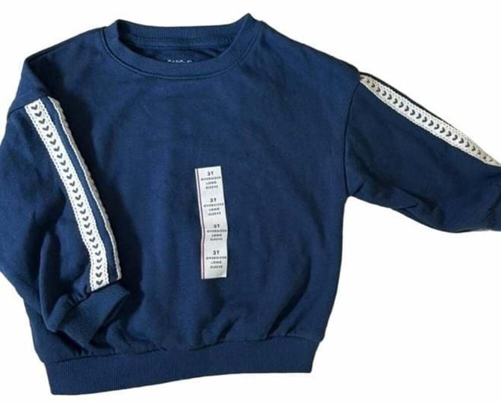 Cat & Jack Oversized Long Sleeve Sweatshirt Size 3T Blue Lace Trim